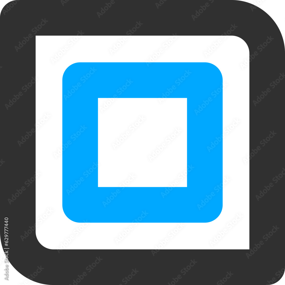 Poster stop icon square in circular and minimalistic style, suitable for web video and multimedia user inte