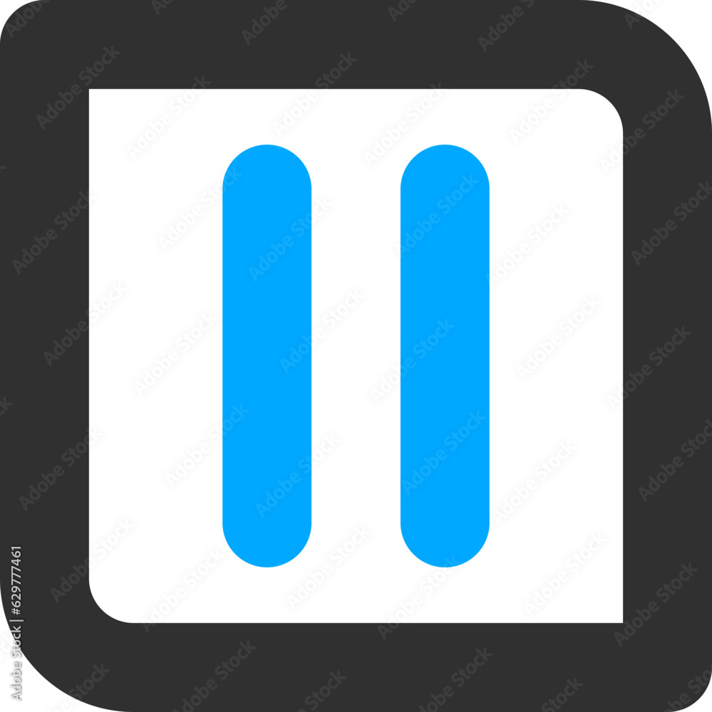 Aufkleber pause video icon button in square and rounded style for user interface design and multimedia