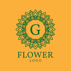 Fototapeta premium flower frame letter G initial vector logo design