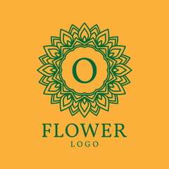 Fototapeta premium flower frame letter O initial vector logo design