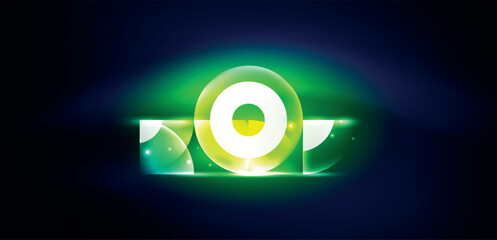 Neon light glowing circles vector abstract background