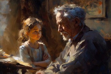 World Grandparents Day. Old age, Caregiving, sweethearts and relatives helplessness, affection and care for the older generation, native people,.favourite person grandpa grandma.