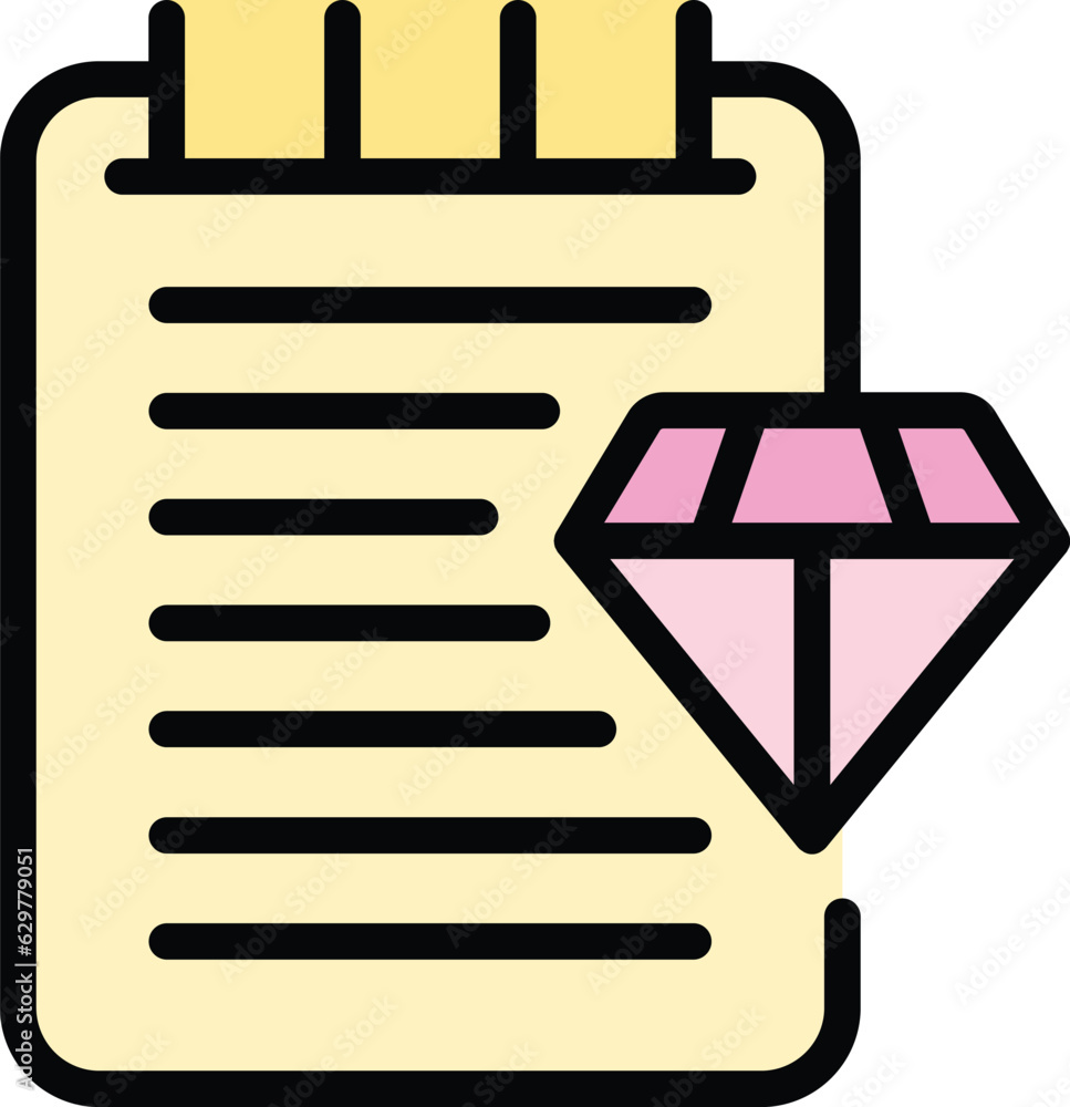 Poster diamond creative icon outline vector. lamp solution. idea business color flat