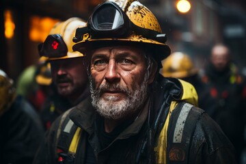 Fototapeta premium In the throes of chaos, a team of first responders work in unison, their bravery ignited and determination unwavering as they navigate the crisis.