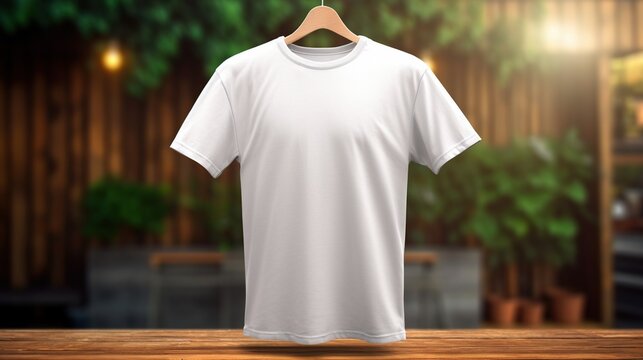 Hanging Blank White T Shirt Mockup Generative AI