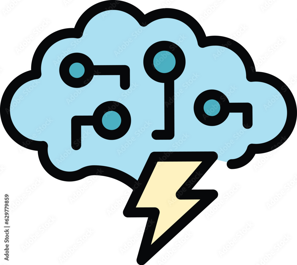 Aufkleber storm data cloud icon outline vector. information data. technology analysis color flat
