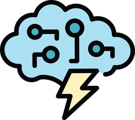 Storm data cloud icon outline vector. Information data. Technology analysis color flat