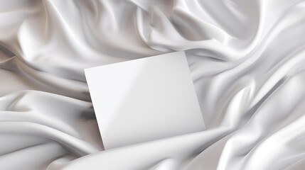 Blank white business card mockup fabric background Generative AI