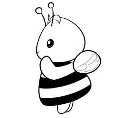 Bee outline drawing, cute little baby bee cartoon, sketch drawing illustration 
