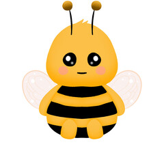 Obraz premium Cute bee cartoon isolated on transparent background, bee and honey 