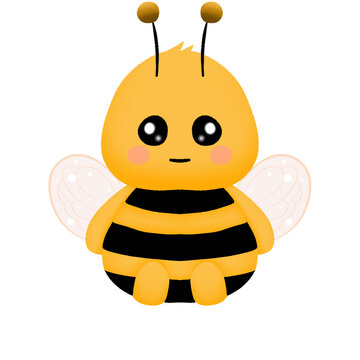 Cute Bee Cartoon Isolated On Transparent Background, Bee And Honey 