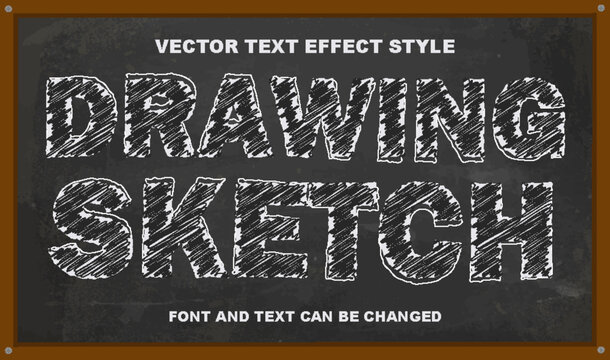drawing sketch blackboard chalk style typography editable text effect font style template background design