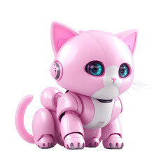 Cute Kawaii Pink Cat Robot isolated Generative AI