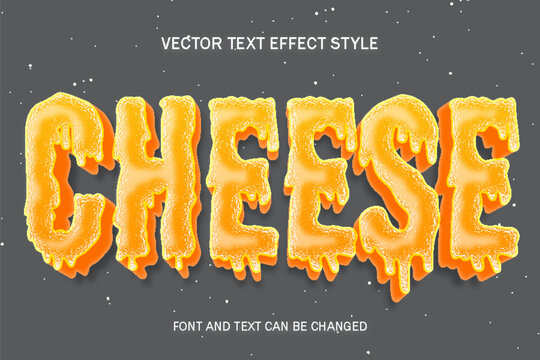 cheese mozarella melting slime liquid jam typography editable text effect font style template background design