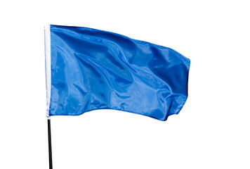Blue flag waving against white background