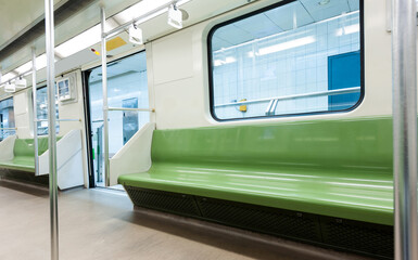 Interior of modern subway car