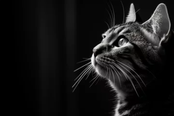 Tuinposter black and white picture cat © luffy1