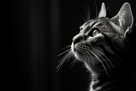 Fototapeta black and white picture cat
