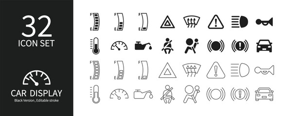 Icon set related to automotive display - obrazy, fototapety, plakaty