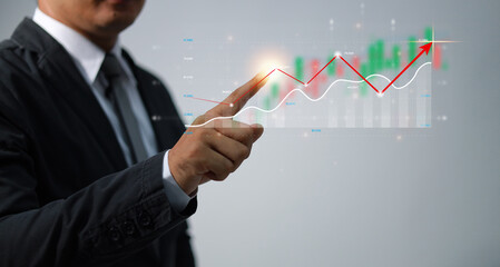 Analysis profitability positive indicators of working companies with digital augmented reality graphics.