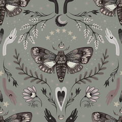 Moth/ Butterfly pattern, mystical pattern, moody, Halloween  - 629786051