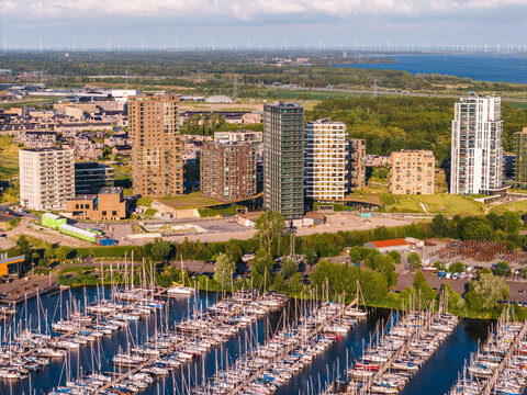 New residential apartment buildings of the DUIN neighbourhood in Almere Poort, Flevoland, The Netherlands