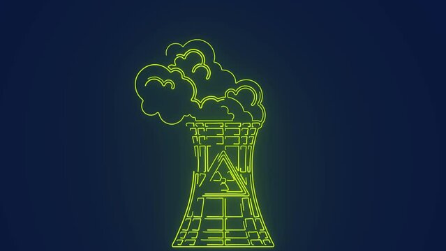 Radioactive nuclear reactor powerplant generating smoke animation