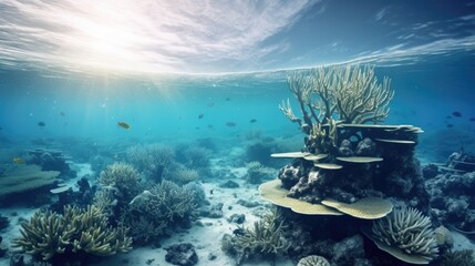 coral reef bleaching event generative ai - obrazy, fototapety, plakaty