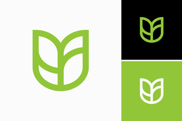 u shape plant premium logo vector template - obrazy, fototapety, plakaty