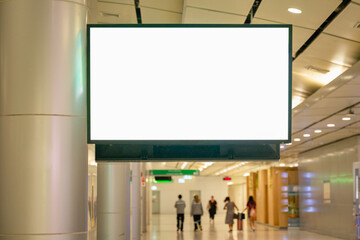 Blank advertising billboard at airport,mockup poster media template ads display