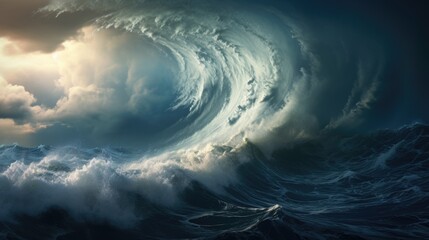 Fototapeta na wymiar cyclone forming over the ocean generative ai