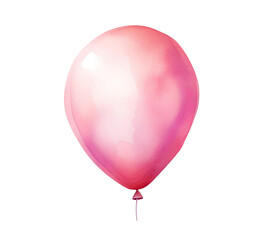 Watercolor illustration of a pink balloon isolated on transparent background