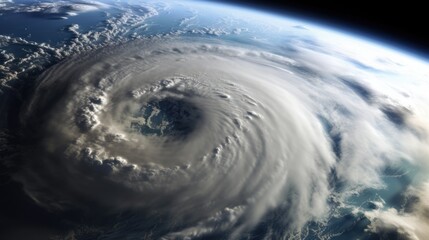 Fototapeta na wymiar swirling hurricane viewed from space generative ai