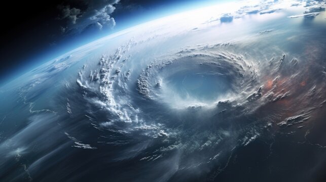 swirling hurricane viewed from space generative ai