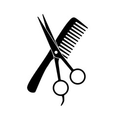 Hair salon with scissors and comb