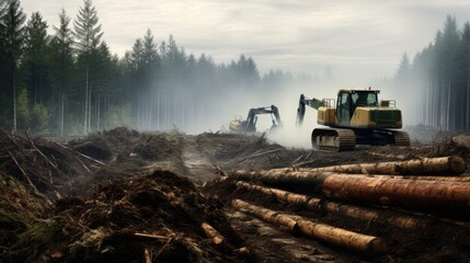 forest being cleared for agriculture, symbolizing deforestation and habitat loss generative ai