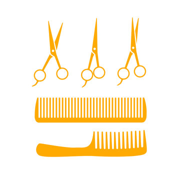 Hair Salon With Scissors And Comb