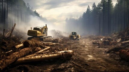 forest being cleared for agriculture, symbolizing deforestation and habitat loss generative ai