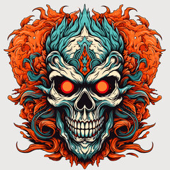 skull with flame on their face mascot vector