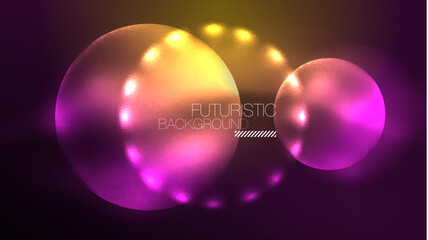 Circles with bright neon shiny light effects, abstract background wallpaper design