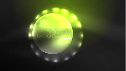 Circles with bright neon shiny light effects, abstract background wallpaper design