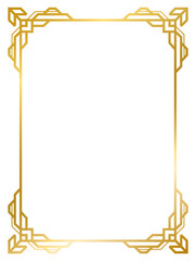 Art Deco gold frame vintage frame line geometric wedding label card frame png transparent background