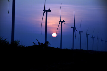 Sunrise at Mannar windmills Sri Lanka.