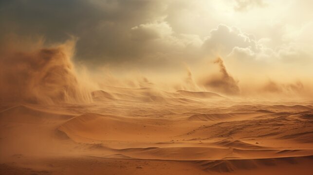 sandstorm in the desert, symbolizing the harsh conditions of arid environments generative ai