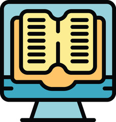 Digital book icon outline vector. Exam student. Lecture social color flat