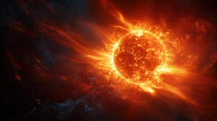 solar flare, illustrating the power and unpredictability of space weather. generative ai