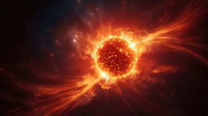 solar flare, illustrating the power and unpredictability of space weather. generative ai