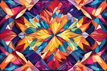 Fototapeta na wymiar Triangle Tango: A Vivid and Playful Kaleidoscope of Colors