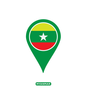 Myanmar map flag icon vector logo design template flat style
