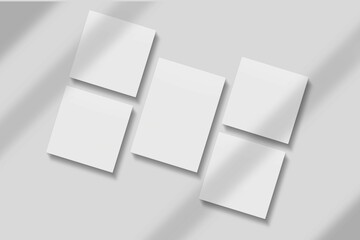 Blank paper for mockup with shadow overlay. 3D Render.